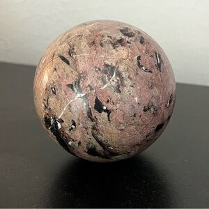 Large Stone Sphere Jasper Marble Calcite ? Blush Pink Black White